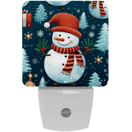 

Cute Christmas Snowman LED Night Lights Dusk To Dawn Smart Sensor 0.5W Plug-In Night Lights Lamp For Bedroom Bathroom Kitchen Hallway Stairs 2Pack
