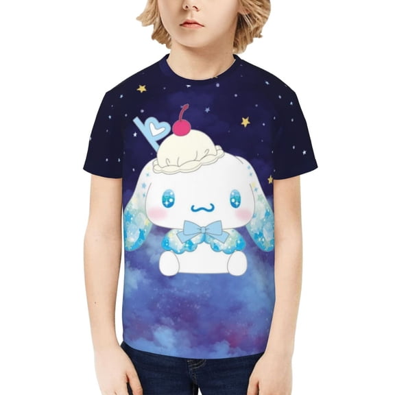 Sanrio Cinnamoroll Kids T-Shirt 3d Printed Graphic T-Shirts Boys And Girls Short Sleeve Shirts For Youth Kids X-Small