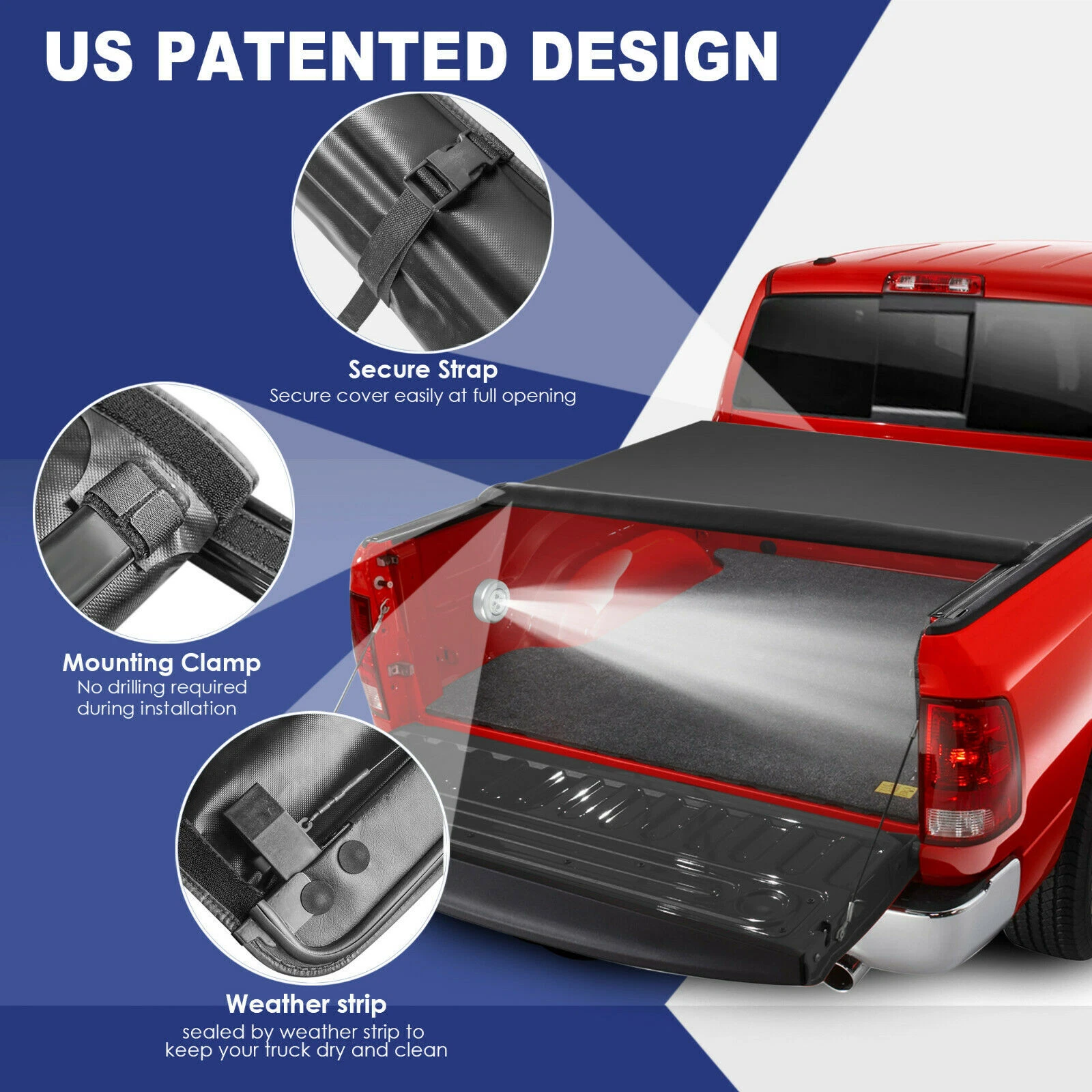 MOSTPLUS 5FT Soft Roll Up Tonneau Cover for 2024 2025 2026 Toyota Tacoma Truck Bed Waterproof