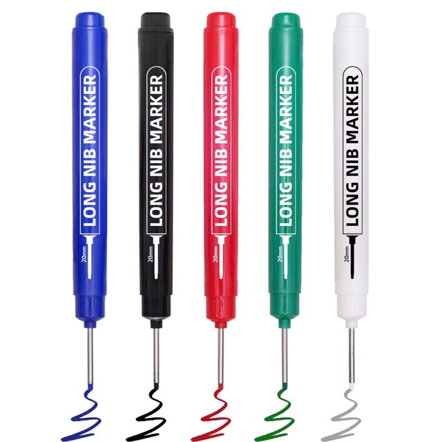 Rotuladores IOMDRWU, punta larga de 20 mm de profundidad, 5 unidades, impermeables