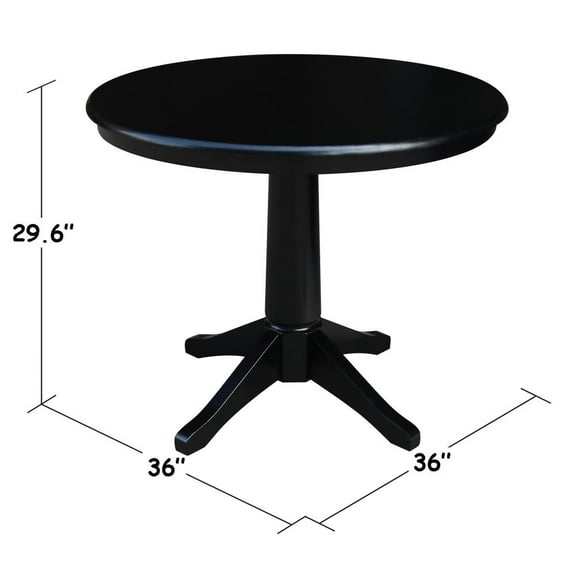 36" Round Top Pedestal Dining Table - Black