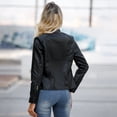 thumbnail image 2 of Biker Oversized Stand Collar Leather Jacket, 2 of 11