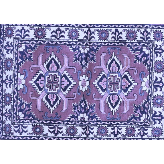 Ahgly Company Indoor Rectangle Geometric Blue Traditional Area Rugs, 5' x 8'
