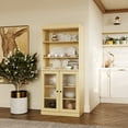 thumbnail image 4 of Palace Imports 100% Solid Wood 32" Pantry Cabinet with Frosted Glass Doors and Adjustable Shelves, Yellow, 4 of 7