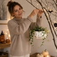 thumbnail image 6 of White Halloween Pumpkin Planter Pot, Artificial Jack-O-Lantern Decor for Outdoor Garden, Patio Porch and Halloween Party Display, 6 of 6