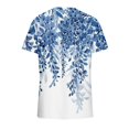 thumbnail image 5 of POINTERTECK Tops Femmes Mode Casual Imprimé V-Cou Manches Courtes Imprimé T-shirt Bleu L, 5 of 5