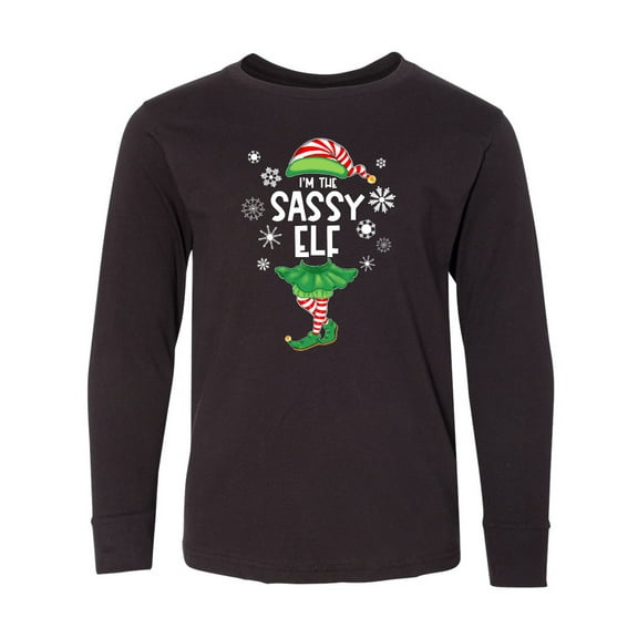 Inktastic Funny Christmas I'm the Sassy Elf with Shoes and Hat Long Sleeve Youth T-Shirt