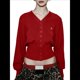 thumbnail image 2 of Cárdigan Corto de Larga con Cuello en V y Abertura Frontal para Mujer, Camisa de Otoño con Botones. Vino Tinto M, 2 of 10