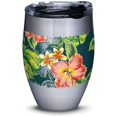 Tervis 12 oz. Stainless Steel Tropical Hibiscus Tumbler One Size Coral/green/yellow
