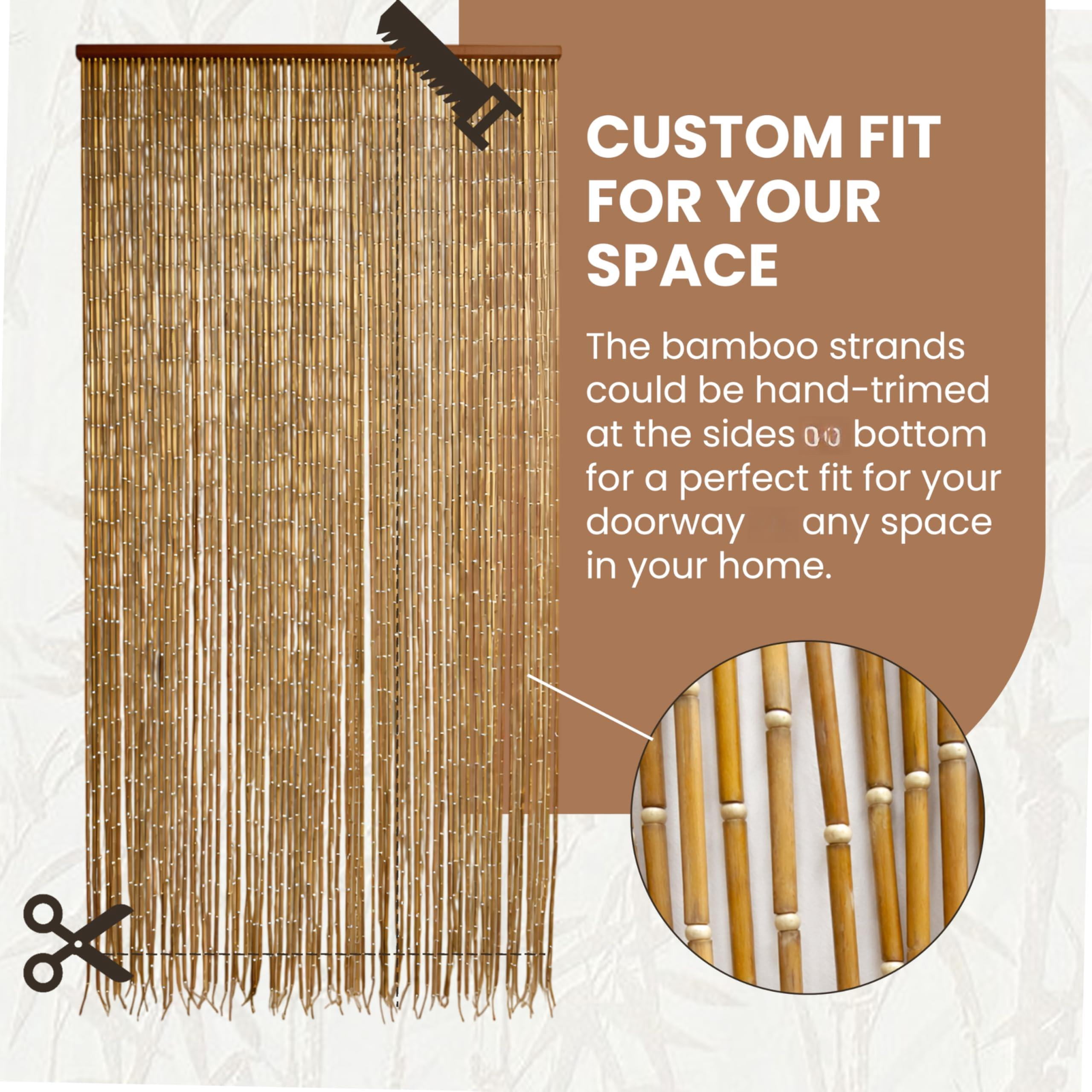 Beaded Doorway Curtains Natural (With Round Bead) Decorative Indoor Hanging Blinds
