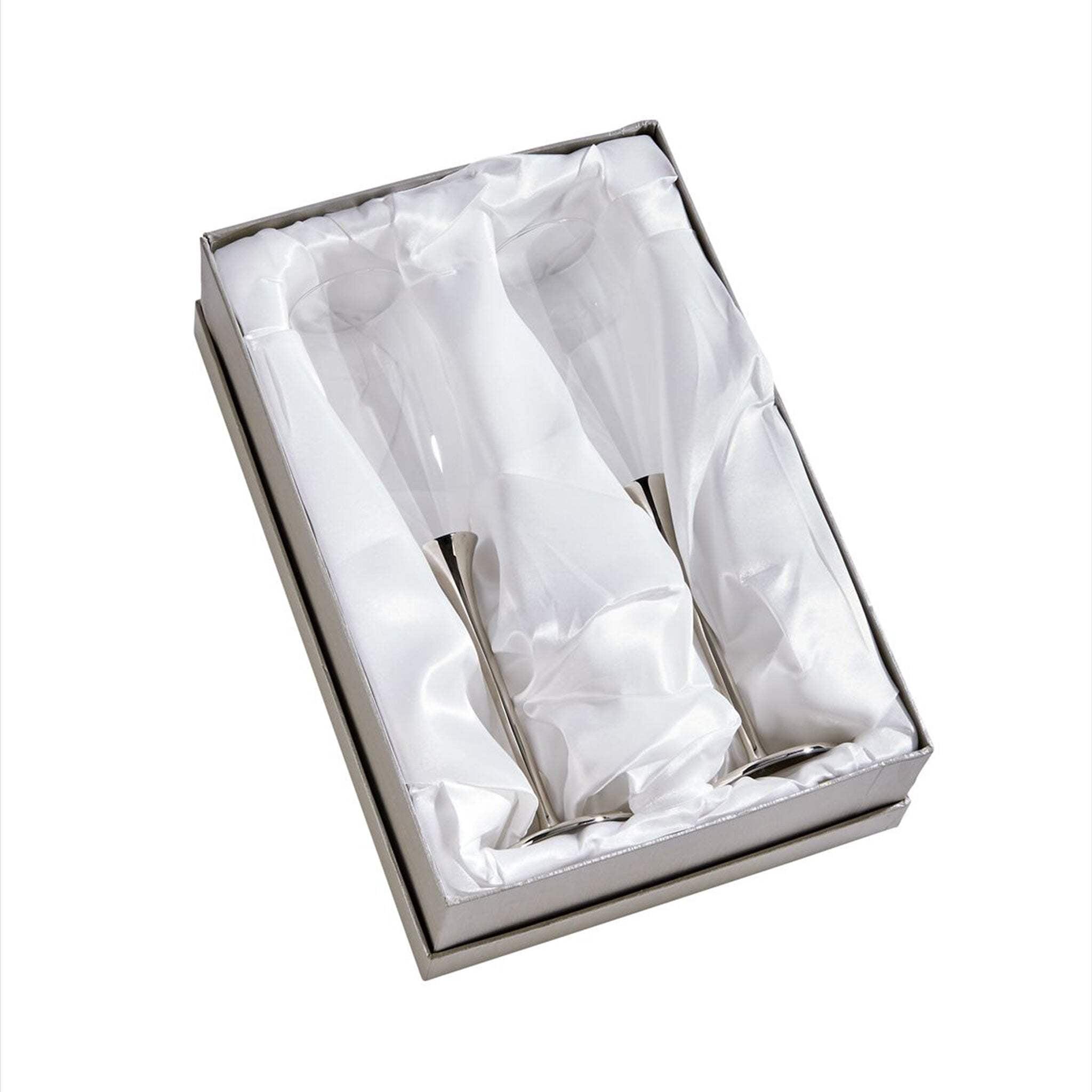 CGI Boston Toasting Flutes, Set of 2, Nickel Plated 10.25" H.