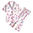 thumbnail image 2 of DAKIMOE Silk Satin Pajamas Set for Women Two-Piece Short Sleeve Shirt with Long Pajama Pant Set Soft Button Down Loungewear Nightwear Pjs Sleepwear for Women, 2 of 10