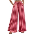 thumbnail image 2 of Endives Wide Leg Pants for Women Summer Striped Loose Straight Leg Elastic Waist Trousers with Pockets Vacation Outfits Flowy Pants for Women, 2 of 6