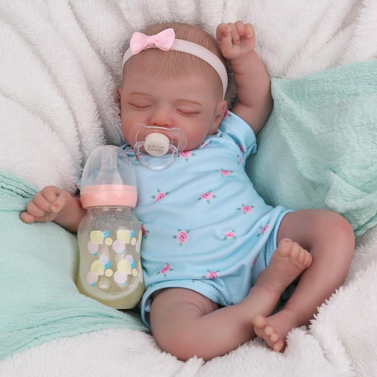 Lifelike Reborn Baby Dolls-20 inch Sleeping Realistic Newborn Baby Dolls, Soft Body with Feeding Toy