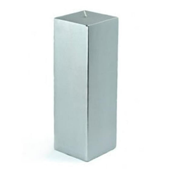 CPZ-162-12 3 x 9 in. Metallic Silver Square Pillar Candle -12pcs-Case - Bulk