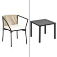 thumbnail image 3 of ModFusion 3-Piece All-Weather Outdoor Patio Bistro Furniture Set, 2 Stackable Wicker Conversation Chair with Cushion & Coffee Table, Beige, 3 of 10