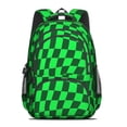 thumbnail image 2 of Green and Black Wavy Checkered Backpack for School, Cute School Bag with Adjustable Shoulder Straps and Padded Back, 16.9"x12.6"x5.9", 2 of 5