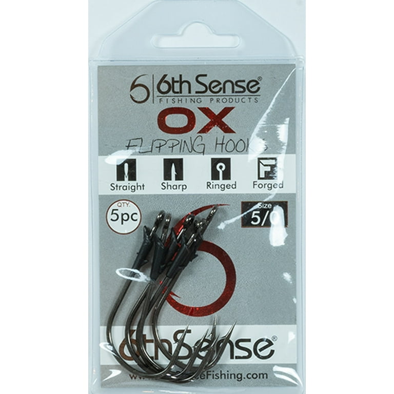 6th Sense Fishing OX Flipping Hooks - 3/0 (5 Pk) Fishing Hooks