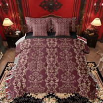 Castle Fairy Hippie Floral Damask Bedding Comforter Set,Luxury Vintage Queen Bedding Sets