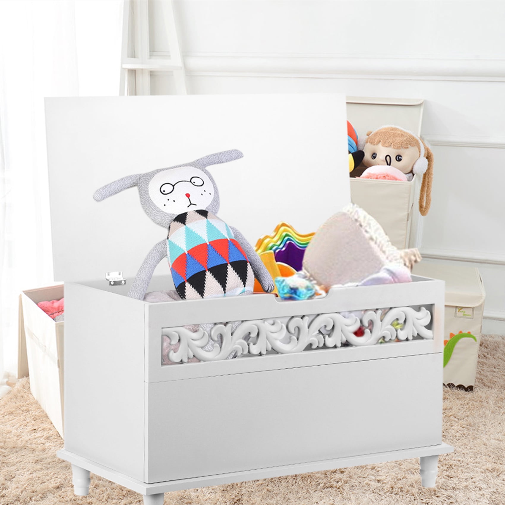 Large Storage Box Blanket Box Toy Lift Top Entryway Storage Chest Bench