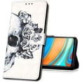thumbnail image 1 of Huawei P Étui Intelligent Premium en Cuir PU Étui à Rabat Design Créatif 3D Couverture Protectrice Support Portefeuille Compatible pour Huawei P Intelligent 2018 YB Fleur Crâne, 1 of 5