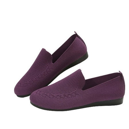 

Slip On Shoes for Women Comfort Fall Loafers Comfortable Dressy Flats Clearance Female Solid Color Round-Toe Flats Shoes Lightweight Soft Sneakers Casual Shoe Purple 8.5