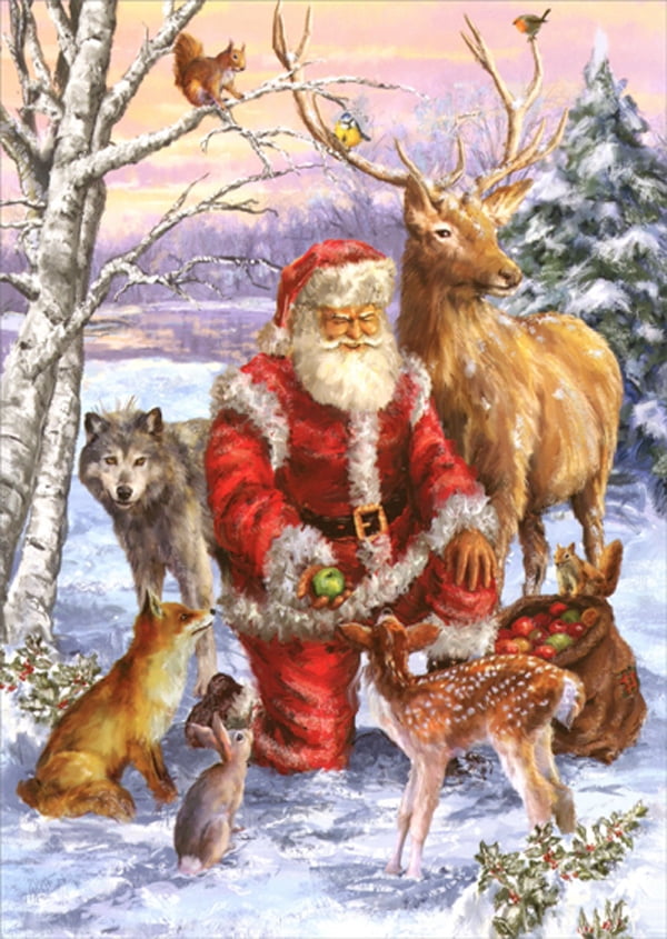 Avanti Press Bunny Giving Present to Deer Cute Christmas Card 