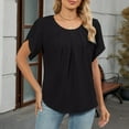 thumbnail image 4 of yillto Women Short Sleeve Blouse Crewneck Pleated Business Casual Tops Summer Work Office Dressy Shirts, 4 of 7