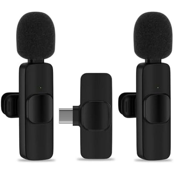 USB-C Wireless Lavalier Microphone: For iPhone 17/16  Max/15, Samsung S25/A16/S24 Ultra - Noise Reduction Mini Clip-On Lav Mic for Video, TikTok, YouTube, Vlog, Live$$Music