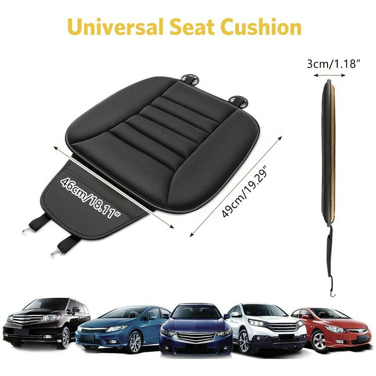 THRENS Car Seat Cushion Memory Foam Car Seat Mat Non-Slip Breathable Rubber  Chair Protector with Storage Pouch Pressure Relief Seat 