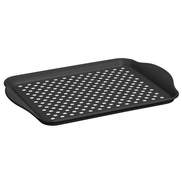 OGGI Plateau de Service Antidérapant avec Poignées - Plateau Rectangulaire Noir - Plateau Idéal pour Manger, Plateau de Déjeuner, Plateau pour Aliments, Plateau d'Apéritifs, Service
