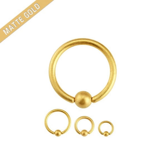 Matte Gold I.P. 16G/14G Captive Bead Ring CBR - 5 Sizes Available