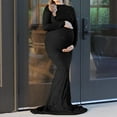 thumbnail image 2 of Vedolay Long Maternity Dresses Female Long Sleeve Knee-Length Maternity Dress Pregnancy Dress Pregnancy Clothes Black,M, 2 of 5