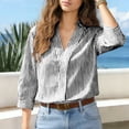 thumbnail image 2 of Women's Business Casual Collar Three Quarter Sleeve Shirt Blouse Top, Professional Work Office Style Button Up Shirt for Women, Elegant Business Attire | CSEONE,Black L, 2 of 8