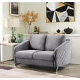 thumbnail image 2 of Sofia Gray Velvet Elegant Modern Chic Loveseat Couch, 2 of 6