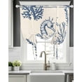 thumbnail image 5 of Navy Blue Seahorse Coastal Tie Up Curtains for Window, Thermal Insulated Balloon Shade Adjustable Rod Pocket Curtains Valance Panels for Kitchen Bathroom Cafe 42 x 54 Beach Botanical Vintage, 5 of 6