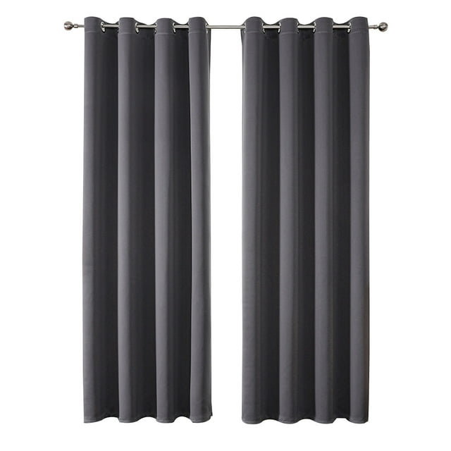 Maplenight Blackout Curtains Panels Set of 2 for Bedroom and Living Room Elegant Curtain Panel Pair Polyester Room Darkening Window Treatments Cafe Curtains 51 x 39 Inches Gray