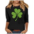 thumbnail image 2 of Meichang Hauts à Manches 3/4 pour Femmes St Patricks Day Shirts Verts Trèfle Graphiques Tees Chanceux Irlandais Tops Coupe Ample Col Rond T-Shirts St Patricks Day Cadeaux d'Anniversaire pour Femmes, 2 of 5