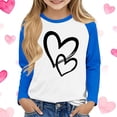 thumbnail image 2 of THDHVS Girls Long Sleeve Shirts,Kids Heart Print Long Sleeve Crewneck Tee Soft Cotton Stretchy for Fashion Casual Layering Blue 5-6 Years, 2 of 6
