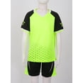 thumbnail image 3 of Haitryli  Boys Soccer Football Jersey Outfits V-Neck Short Sleeve T-Shirt and Shorts Set Kids Sports Team Training Uniform Green 7-8, 3 of 7