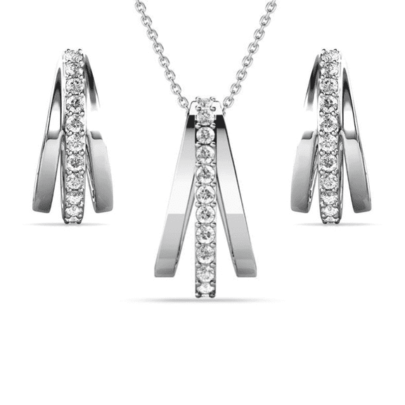 Cate & Chloe Bella 18k White Gold Plated Jewelry Set with Swarovski Crystals for Women, Gift for Her