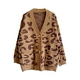 thumbnail image 3 of Cute Cardigans Women Loose Casual Leopard Print Long Sleeve V Neck Knit Sweater Outfits Clothes, 3 of 8