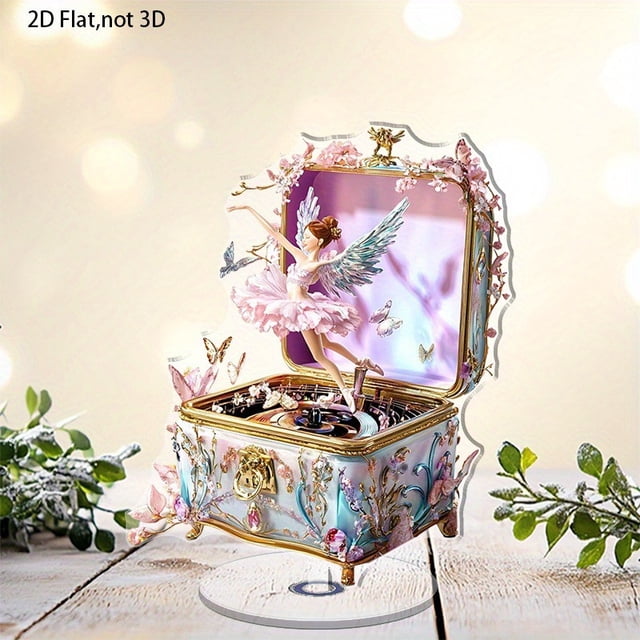 2D Plane Rotating Acrylic Music Box With Dancing Or Ballerina Colorful Desktop Decoration.