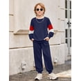 thumbnail image 6 of Arshiner Boy Clothes 2 Piece Color Block Sweatshirt and Pants Set Fall Winter Outfit, 6 of 6
