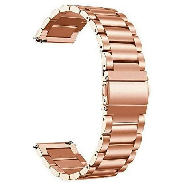 KOMI Watch Band compatible with Samsung Galaxy Watch Active 2 (40mm 44mm)/(40mm) R500,20mm Stainless Steel Metal Replacement Strap for Garmin Vivoactive 3 with Quick Release (20mm,Rose gold)