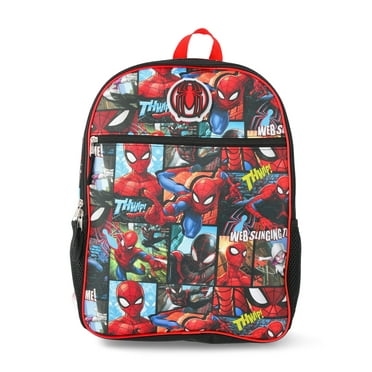 Spider-Man Boys Laptop Backpack with Light Up Badge, Red