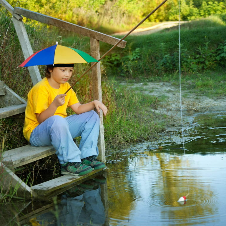 Yirtree Fishing Umbrella Hat Folding Sun Rain Cap Adjustable Multifunction  Outdoor Headwear Outdoor Foldable Anti-Rain Sun Shade Adult Head Umbrella