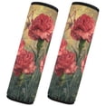 thumbnail image 2 of 2 Pcs Seat Belt Strap Covers Pad for Car Soft Flannel Car Seat Belt Shoulder for All Cars Red Carnations and Butterflies, 2 of 8