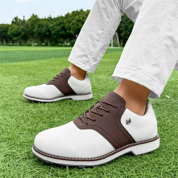 XIMIN Men Golf Shoes Professional Waterproof Professional Walking Traditions Fixed Nailless Sole Footwears for Outdoor Gym Sneakers Training Sneakers