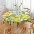 thumbnail image 3 of Lemon Pattern Tablecloth Bright Yellow Fruit Print with Floral Summer Touch for Modern Kitchen, 3 of 7